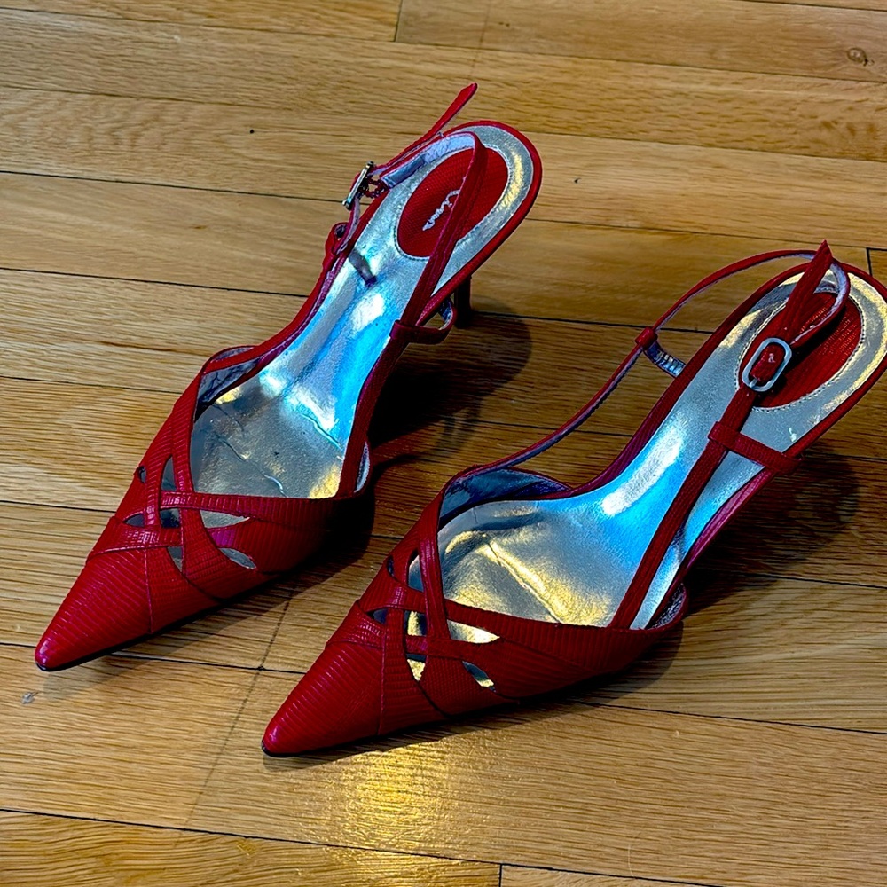 Sexy red sling backs